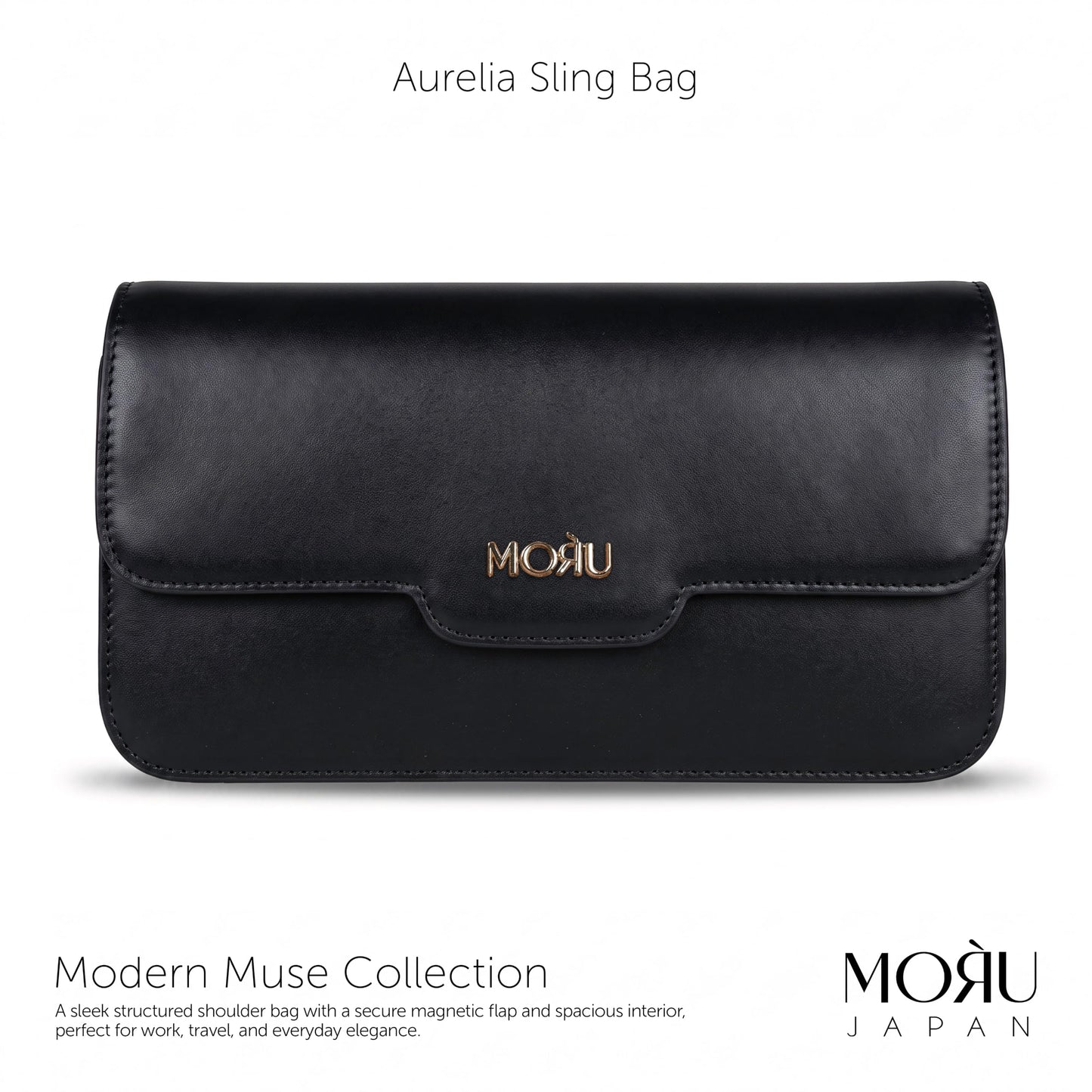 MORU Aurelia Sling Bag | Structured Crossbody Shoulder Bag for Women | Detachable Adjustable Strap | Magnetic Flap Closure | Secure Inner Zip Pocket