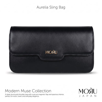 MORU Aurelia Sling Bag | Structured Crossbody Shoulder Bag for Women | Detachable Adjustable Strap | Magnetic Flap Closure | Secure Inner Zip Pocket