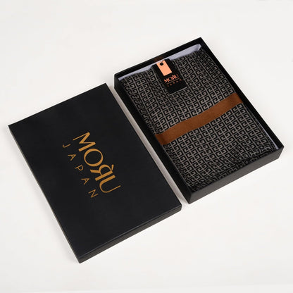 MORU Tokyo Modern Luxe Women's Geometric Printed Stole for Women | Premium Soft Designer Fashion Scarf Wrap | Elegant Modern Geometric Shawl | Black Brown