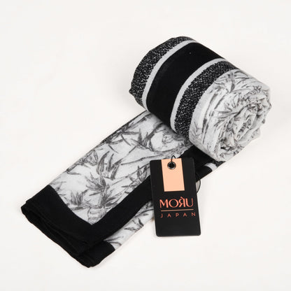 MORU Kyoto Nature Line Women’s Bamboo Print Scarf | Soft Lightweight Beige & Ivory Japanese Inspired Stole | Elegant Minimalist Fashion Wrap for All Seasons