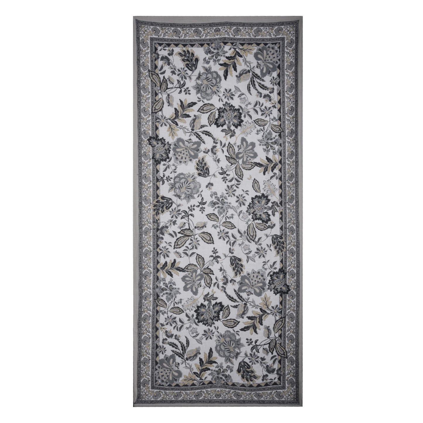 MORU Kyoto Luxe Women’s Floral Luxe Scarf | Soft Lightweight Ivory & Grey Floral Printed Stole | Elegant Premium Fashion Wrap for All Seasons