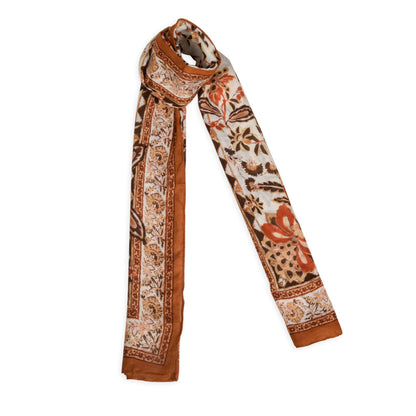 MORU Kyoto Luxe Women’s Floral Luxe Scarf | Soft Lightweight Ivory & Grey Floral Printed Stole | Elegant Premium Fashion Wrap for All Seasons