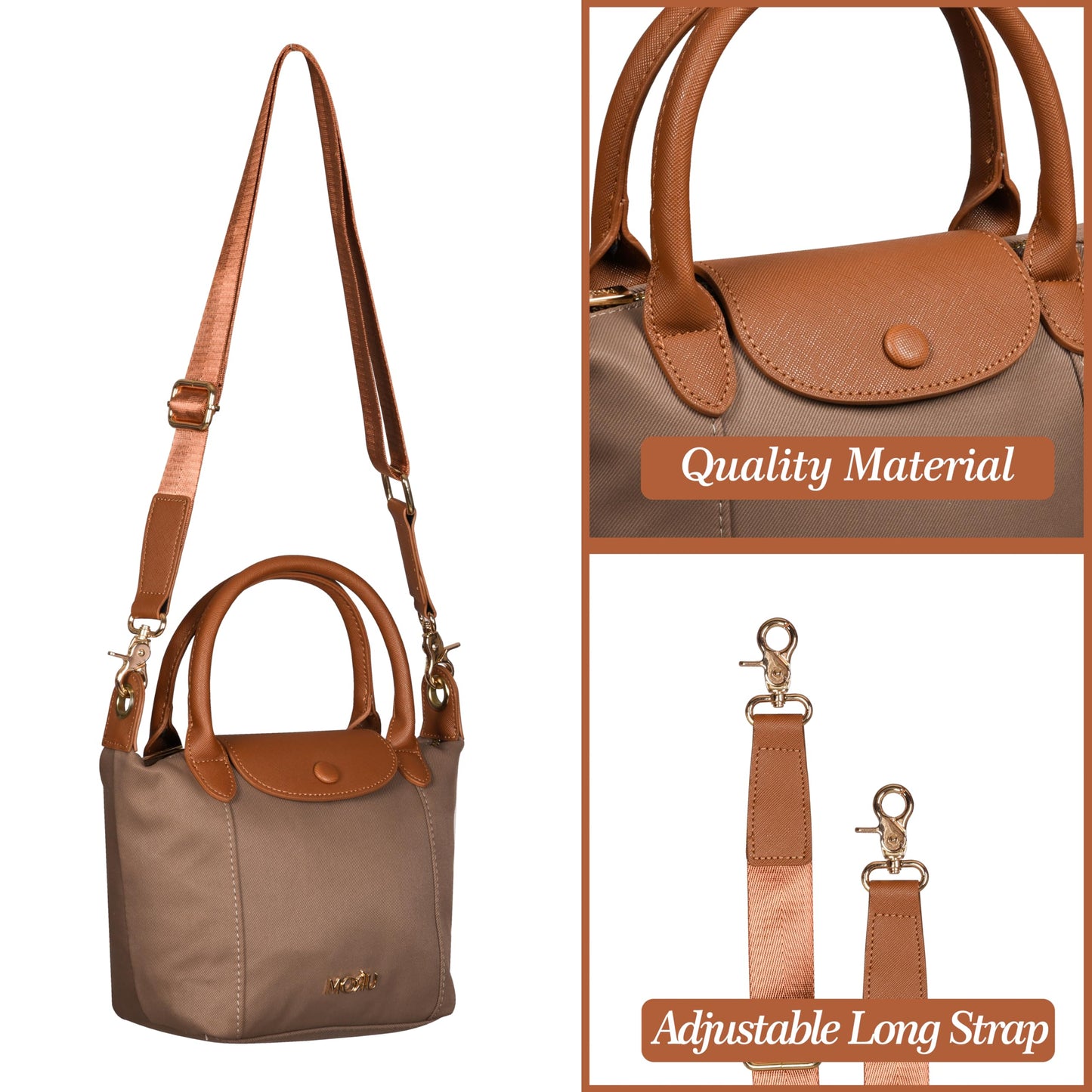 MORU Luma Sling Bag for Women | Stylish Top Handle Crossbody Handbag with Adjustable Strap | Lightweight, Water-Resistant Fabric | Everyday Casual & Office Use