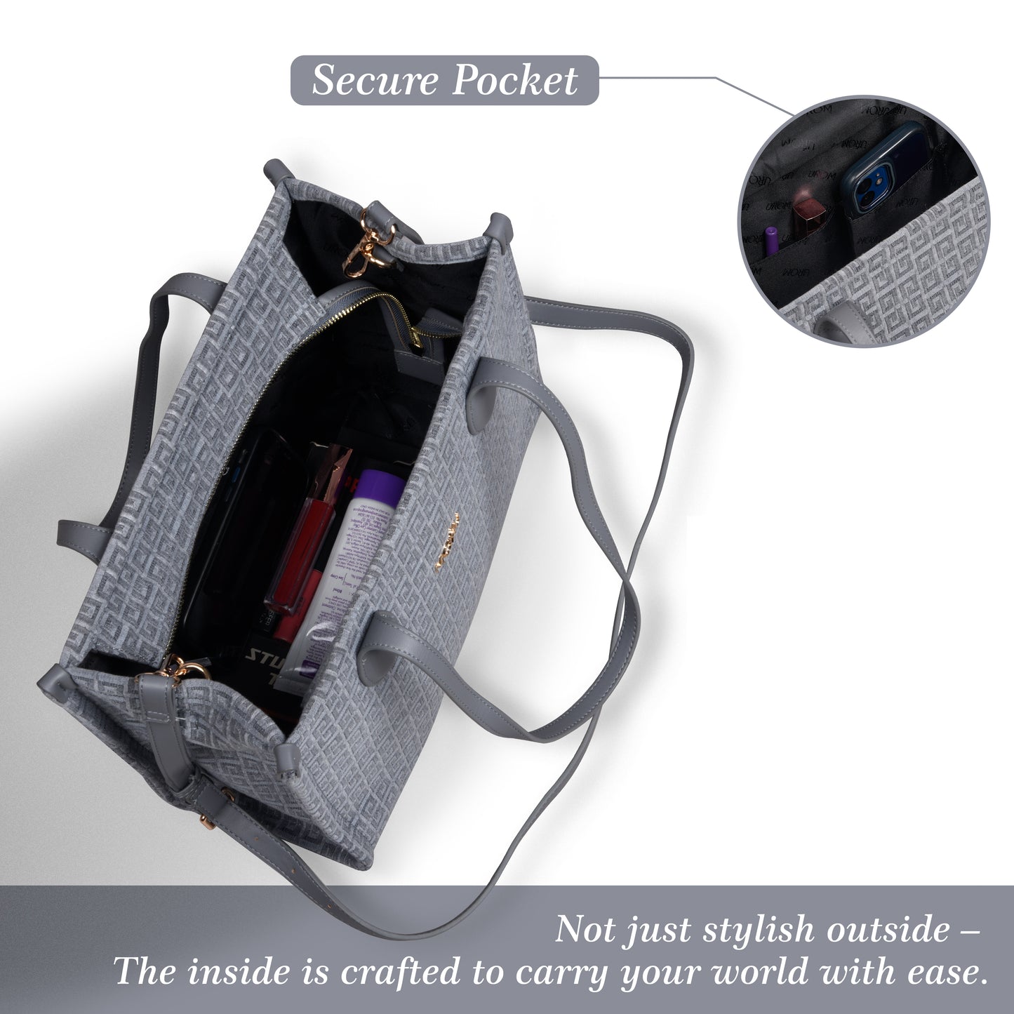 Winter Grid Classic Beige Canvas Tote Bag