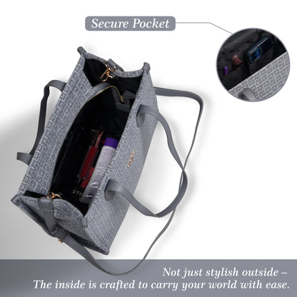 Winter Grid Classic Beige Canvas Tote Bag