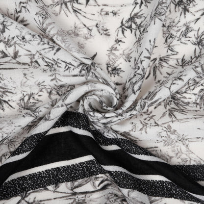 MORU Kyoto Nature Line Women’s Bamboo Print Scarf | Soft Lightweight Beige & Ivory Japanese Inspired Stole | Elegant Minimalist Fashion Wrap for All Seasons