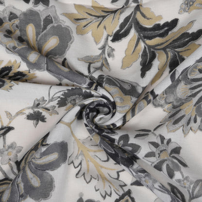 MORU Kyoto Luxe Women’s Floral Luxe Scarf | Soft Lightweight Ivory & Grey Floral Printed Stole | Elegant Premium Fashion Wrap for All Seasons