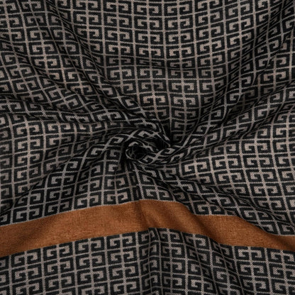 MORU Tokyo Modern Luxe Women's Geometric Printed Stole for Women | Premium Soft Designer Fashion Scarf Wrap | Elegant Modern Geometric Shawl | Black Brown