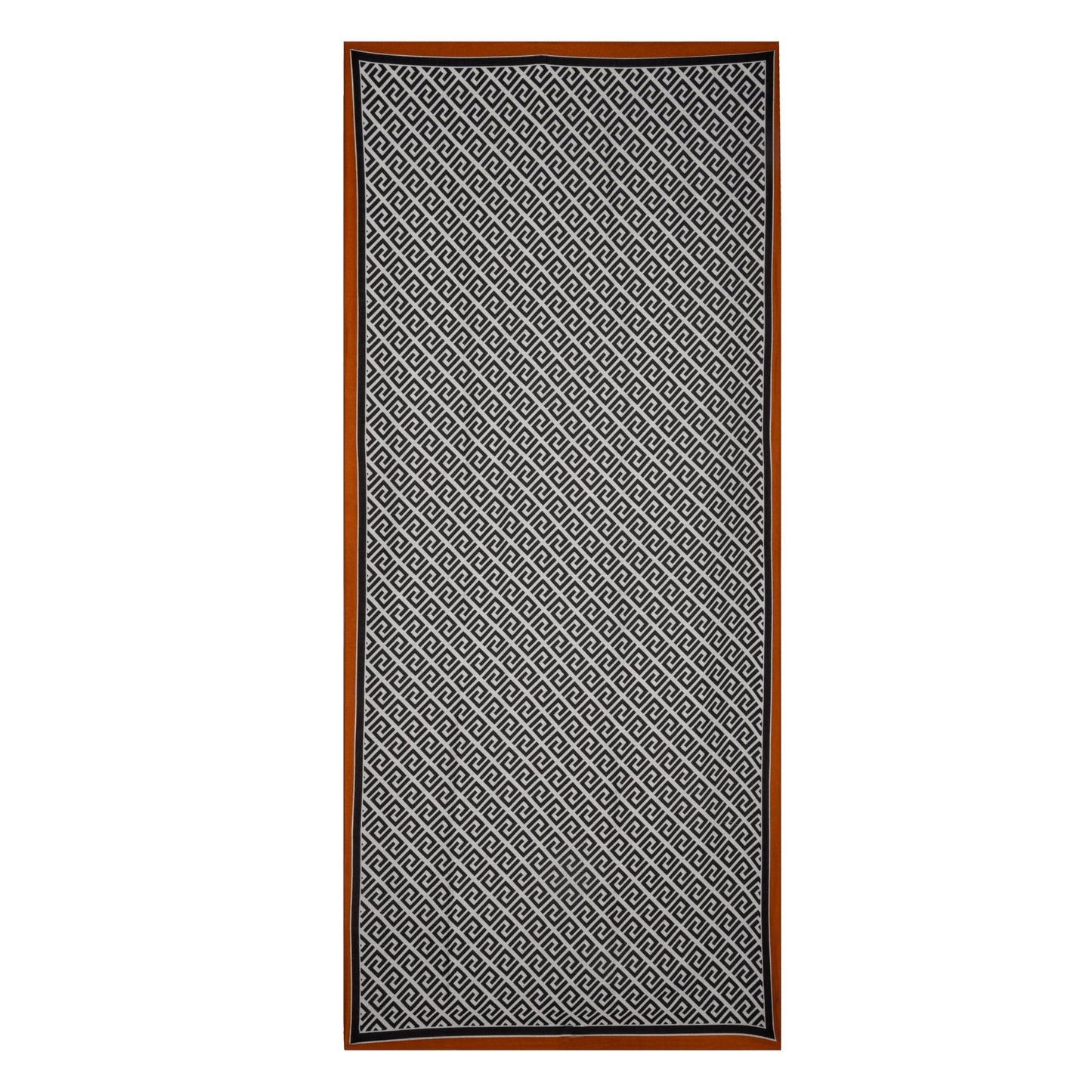 MORU Kyoto Luxe Women’s Ember Chevron Geometric Scarf | Lightweight Wrap Stole in Brown & Orange Pattern | Designer-Inspired Fashion Accessory