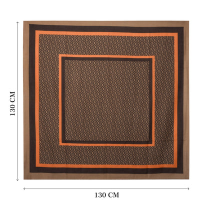 MORU Kyoto Luxe Women’s Ember Chevron Geometric Scarf | Lightweight Wrap Stole in Brown & Orange Pattern | Designer-Inspired Fashion Accessory
