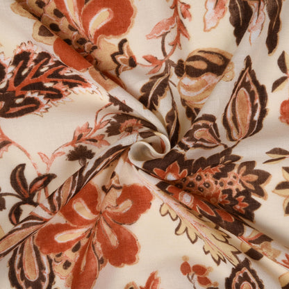 MORU Kyoto Luxe Women’s Floral Luxe Scarf | Soft Lightweight Ivory & Grey Floral Printed Stole | Elegant Premium Fashion Wrap for All Seasons