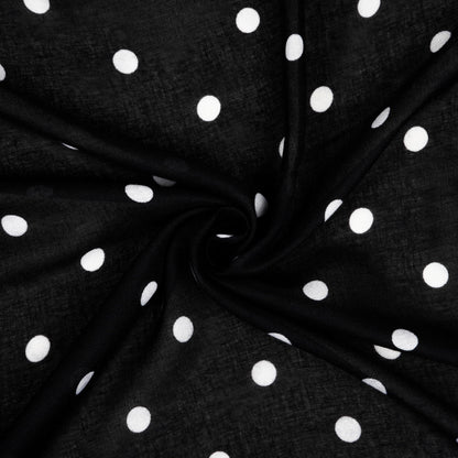 MORU Kyoto Chic Women’s Polka Dot Scarf | Soft Lightweight Black & White Monochrome Printed Stole | Elegant Minimal Fashion Wrap for All Seasons
