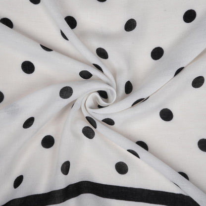 MORU Kyoto Chic Women’s Polka Dot Scarf | Soft Lightweight Black & White Monochrome Printed Stole | Elegant Minimal Fashion Wrap for All Seasons