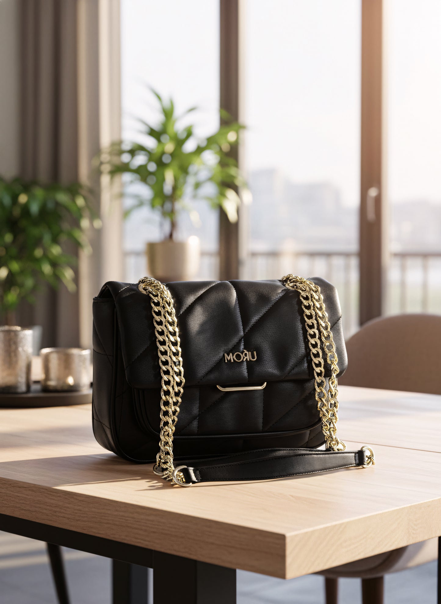 Kuro Black Quilted Shoulder Bag