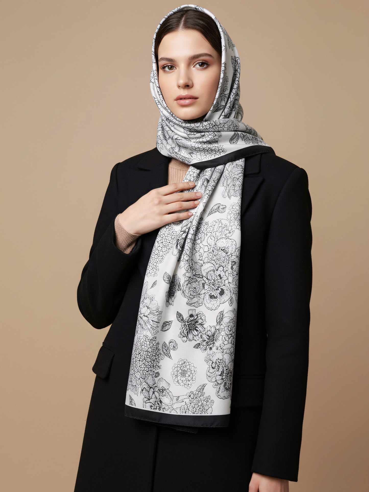 MORU Sakura Bloom Women’s Noir Floral Scarf