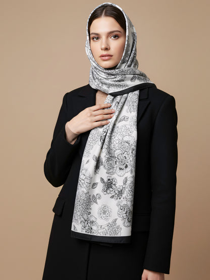 MORU Sakura Bloom Women’s Noir Floral Scarf
